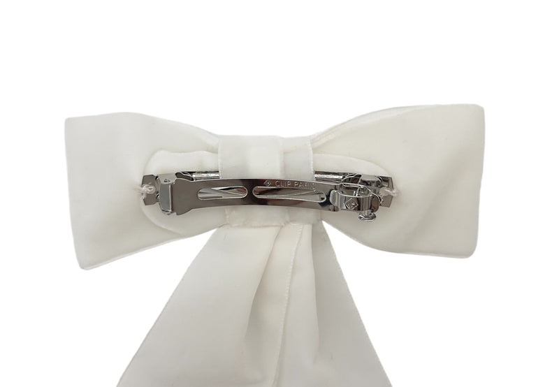 Barrette pour cheveux en velours, barrette noeud blanc