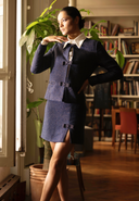 Veste en tweed, veste en tweed bleu marine, veste de tailleur