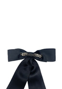 Barrette noeud cheveux satin, barrette Double Noeud Noir En Satin