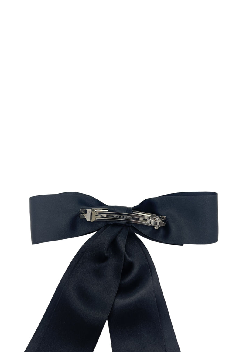 Barrette noeud cheveux satin, barrette Double Noeud Noir En Satin