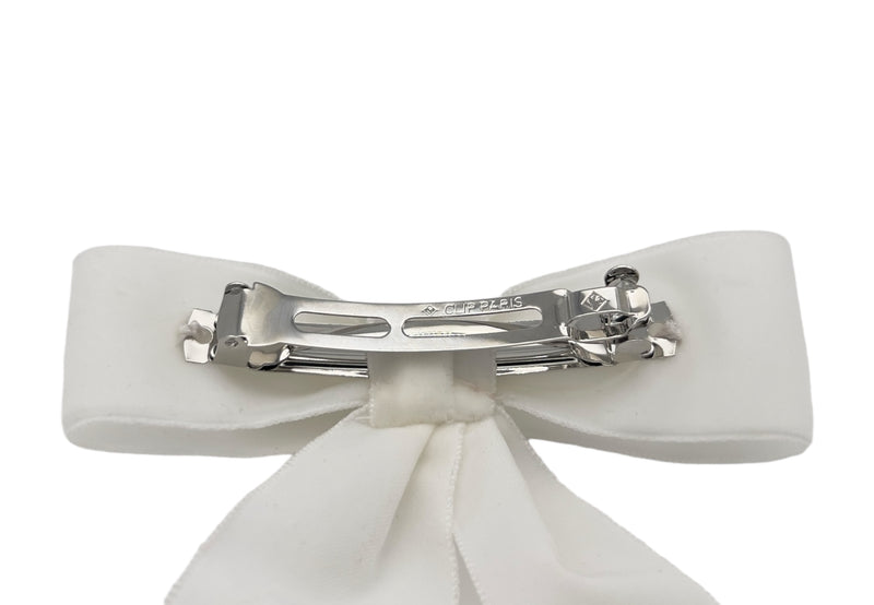 Barrette pour cheveux en velours, barrette noeud blanc