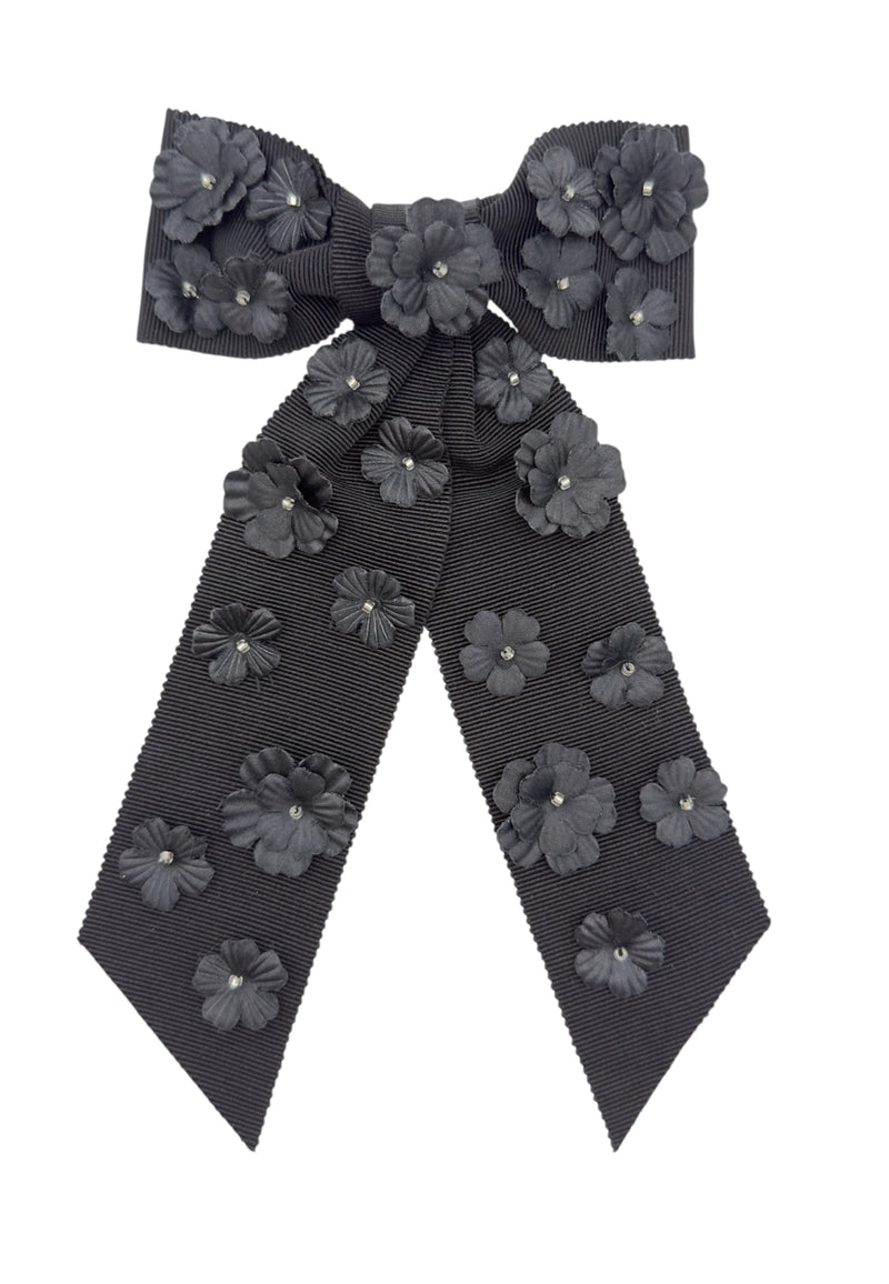 barrette noeud cheveux fleurie