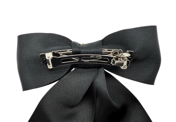 barrette pour cheveux en satin noir arrière