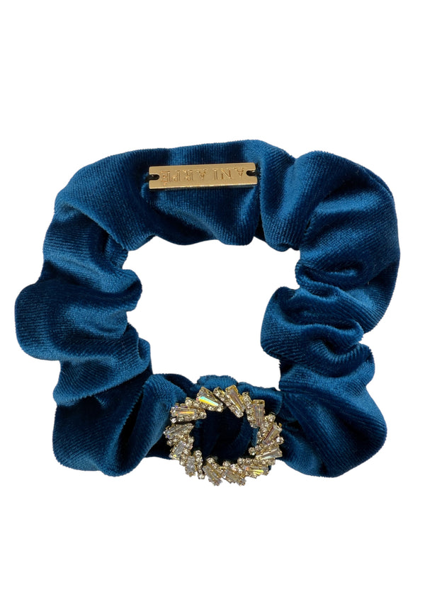 chouchou_pour_cheveux_en_velours_bleu_ turquoise