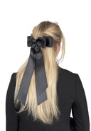 Barrette noeud cheveux satin, barrette Double Noeud Noir En Satin