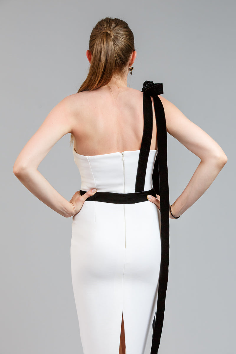 robe bretelle en velours 