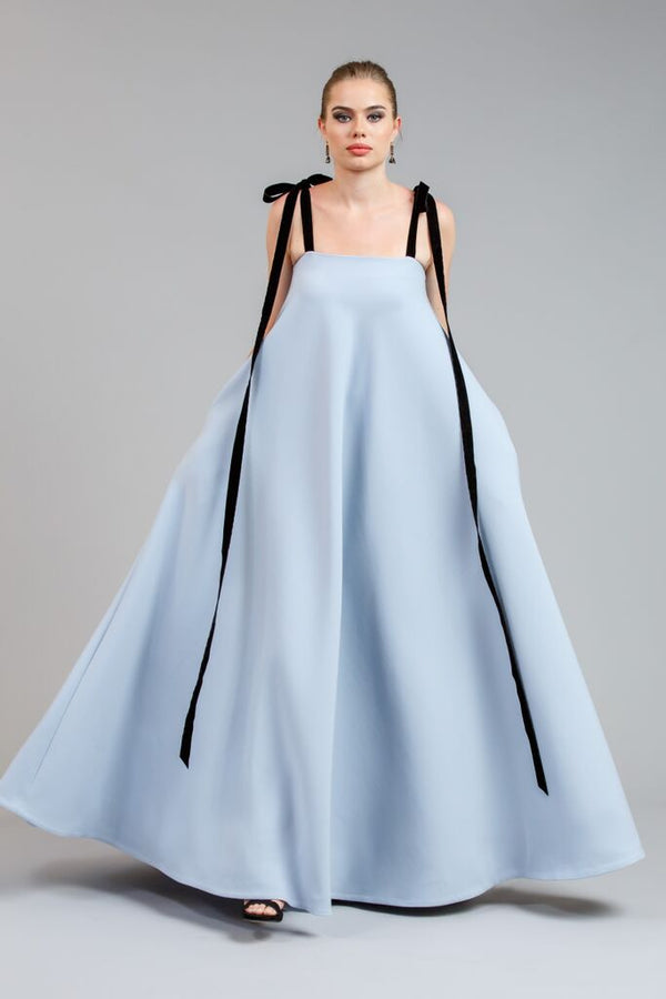 robe bleue  ample en laine 