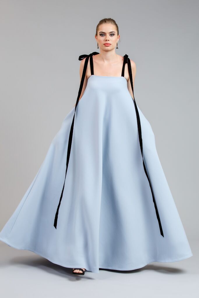 robe bleue  ample en laine 